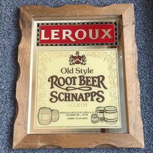 Vintage Leroux Root Beer Schnapps Mirrored Sign